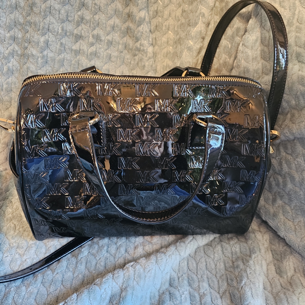 MICHAEL Michael Kors Mason Medium Duffel Satchel - Black Patent